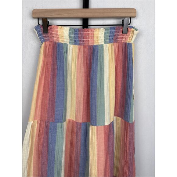 Marine Layer Corinne Maxi Skirt Women's Medium Tiered Rainbow Gauze Pull On Boho - Picture 5 of 11